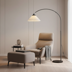 Valoura | Lámpara de Pie Elegante con Arco Ajustable y Luz Tri-Color para Sala de Estar o Dormitorio