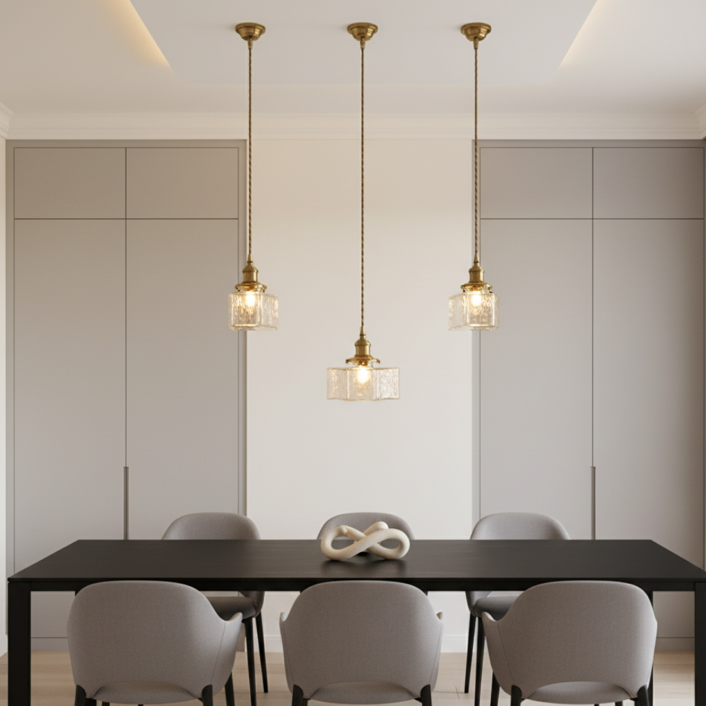 Colección Savoy | Lámpara Colgante de Vidrio con Acabado Texturizado, Estilo Vintage para Iluminación de Cocina