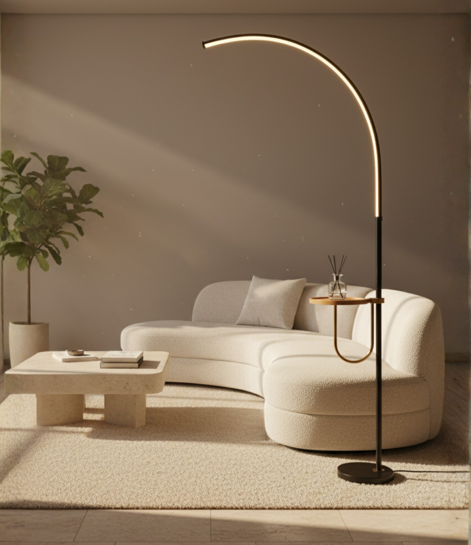 Lámpara de Pie Valeris Arc  | Lámpara de Pie LED Minimalista Moderna para Sala de Estar o Mesita de Noche