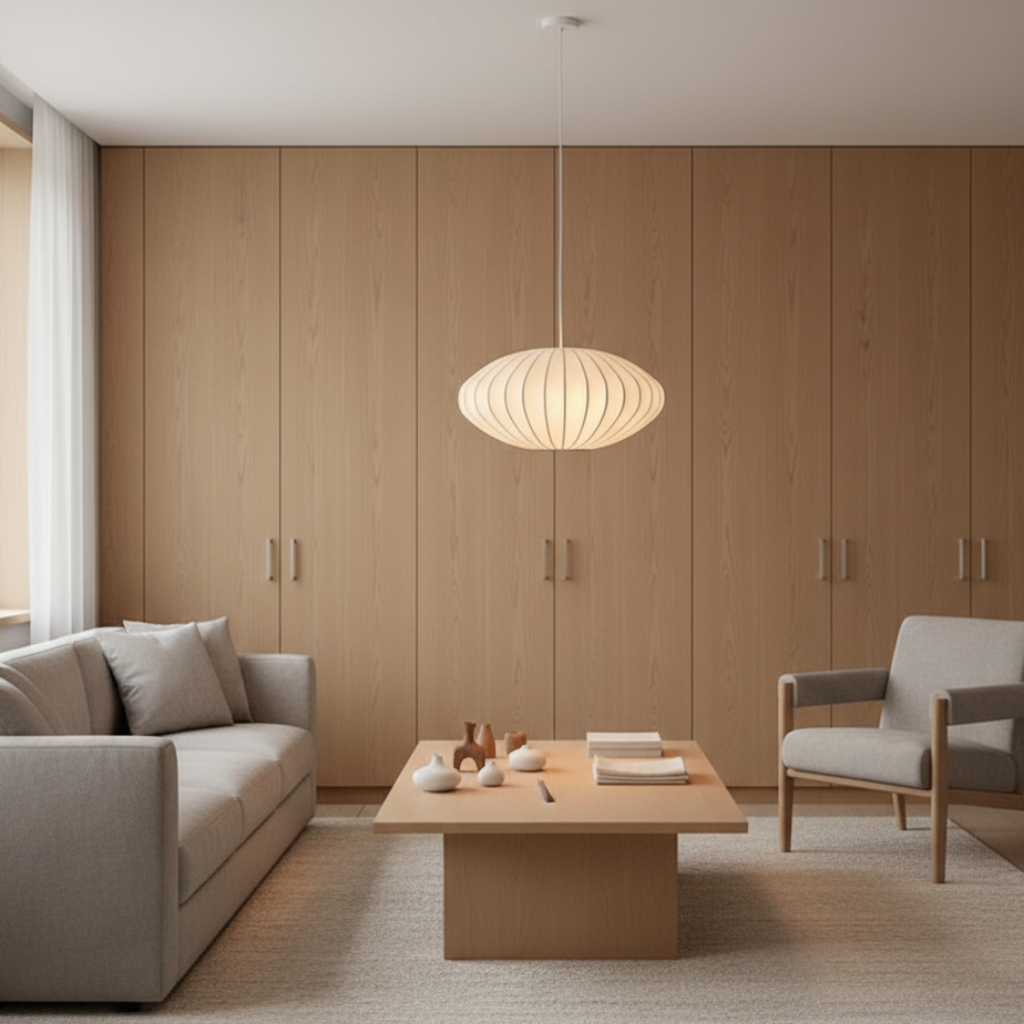 Candelabro de Seda Japandi - Luz Colgante Moderna para Comedores Elegantes