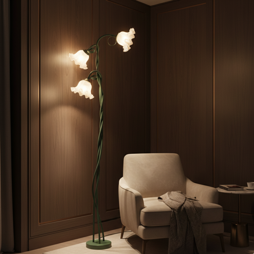 CallaBloom | Lámpara de Pie Moderna Verde Mate Elegante para Sala de Estar