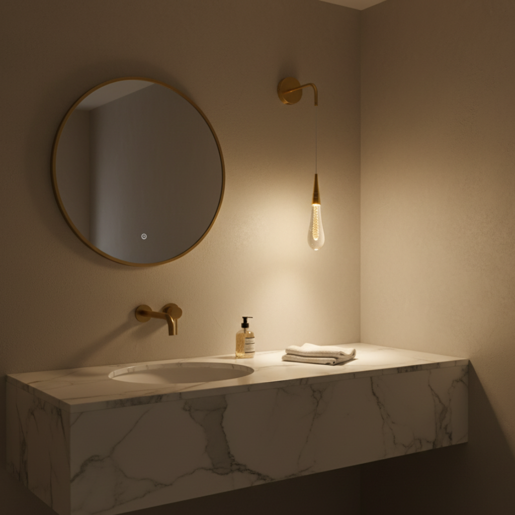 Aplique de Pared de Cristal Elegante con LED Blanco Cálido para Interiores Modernos