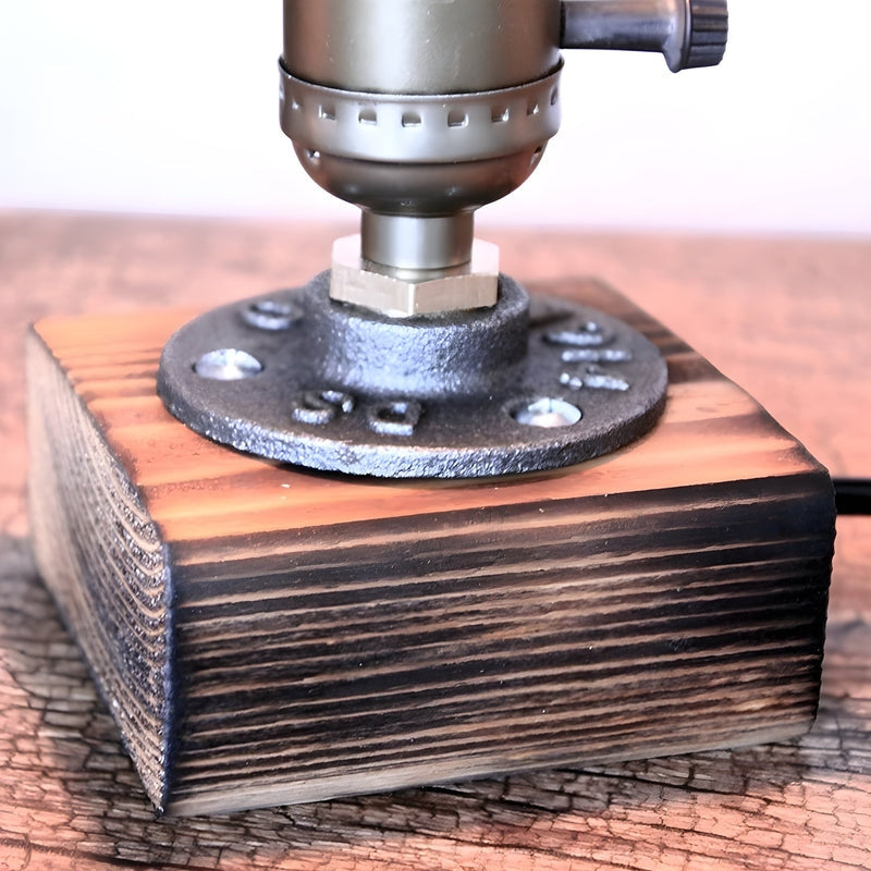 AntiqueGlow - Lámpara de mesa industrial con bombillas expuestas de estilo vintage