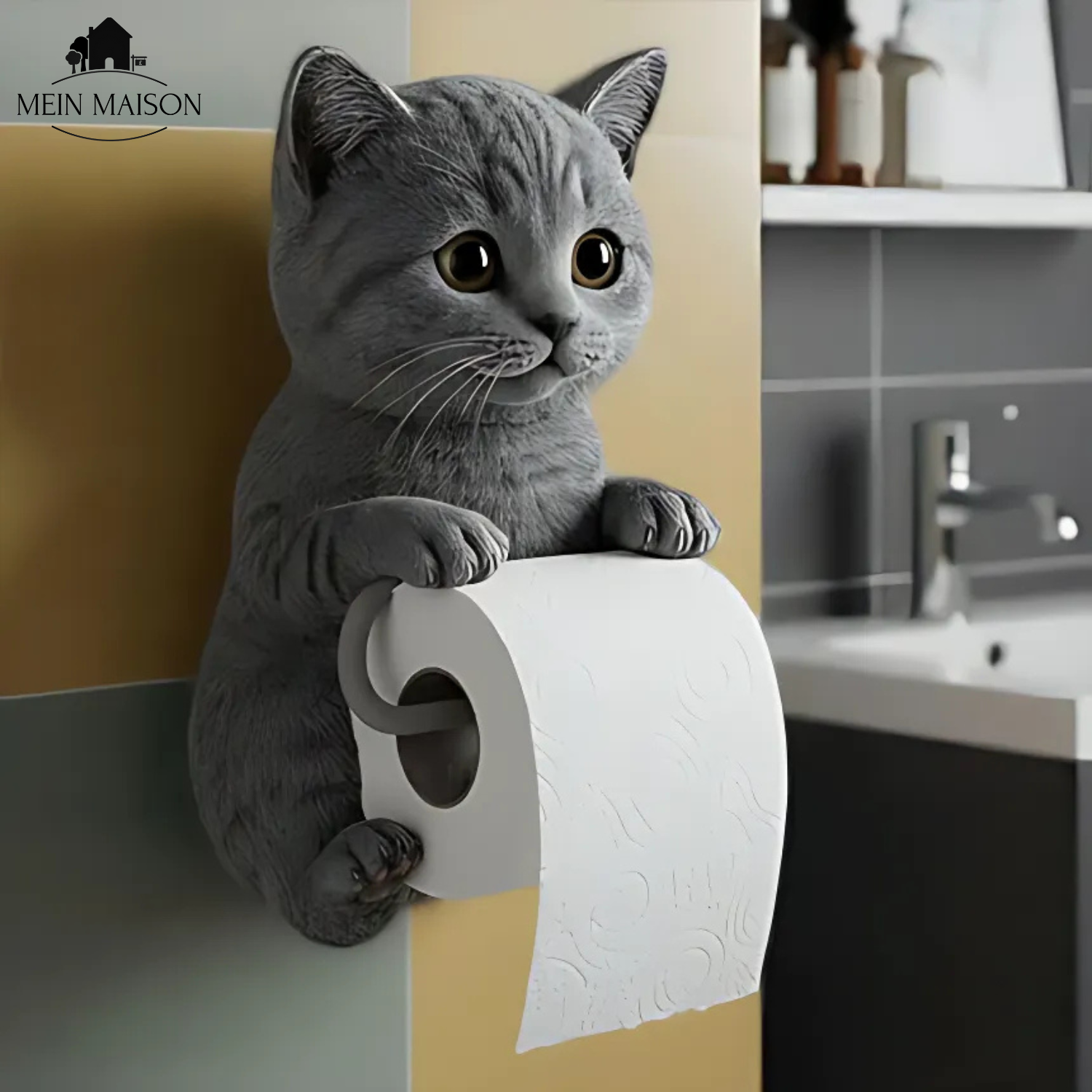 PurrRoll – ¡El encantador soporte de papel higiénico para gatos!