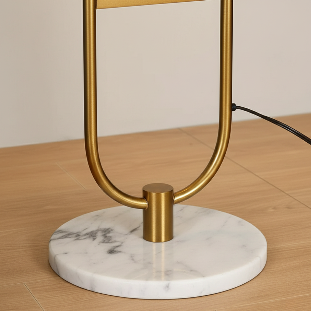 NordHalo Arc | Lámpara de Pie Escandinava Moderna y Elegante con Mesa Lateral