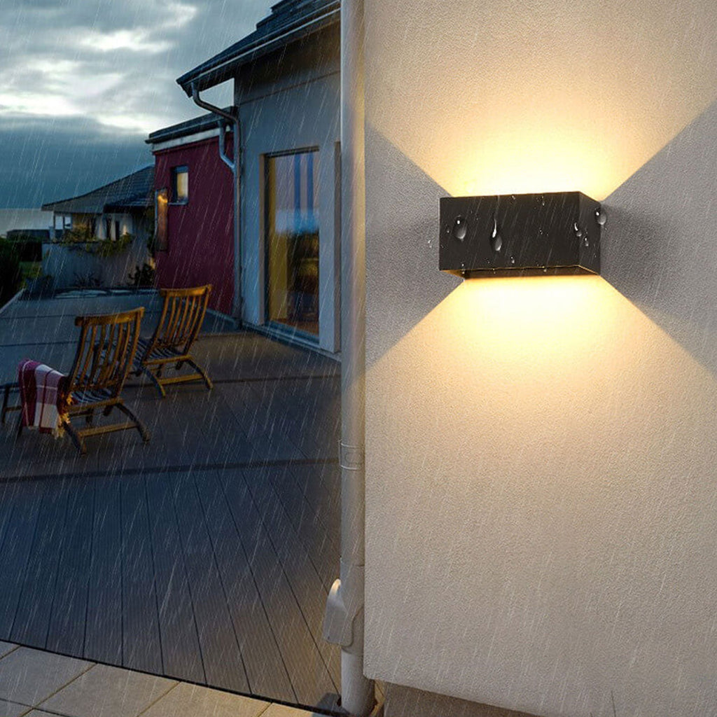 Lámpara de pared LED rectangular moderna e impermeable para uso exterior con iluminación hacia arriba y hacia abajo