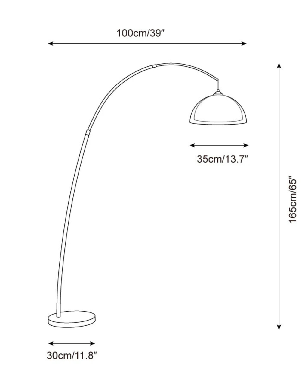 Lámpara de Pie Ventoro Arc - Lámpara Moderna de Pie con Pantalla de Domo Cálido para Sala de Estar