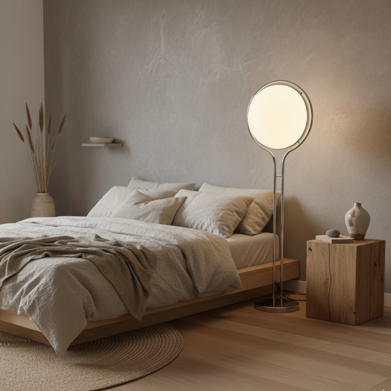 Colección Orbis | Lámpara de Pie Moderna y Elegante con Marco de Cromo para Decoración de Sala de Estar