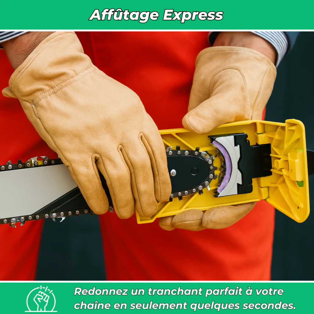 Afilador de motosierra manual preciso y rápido