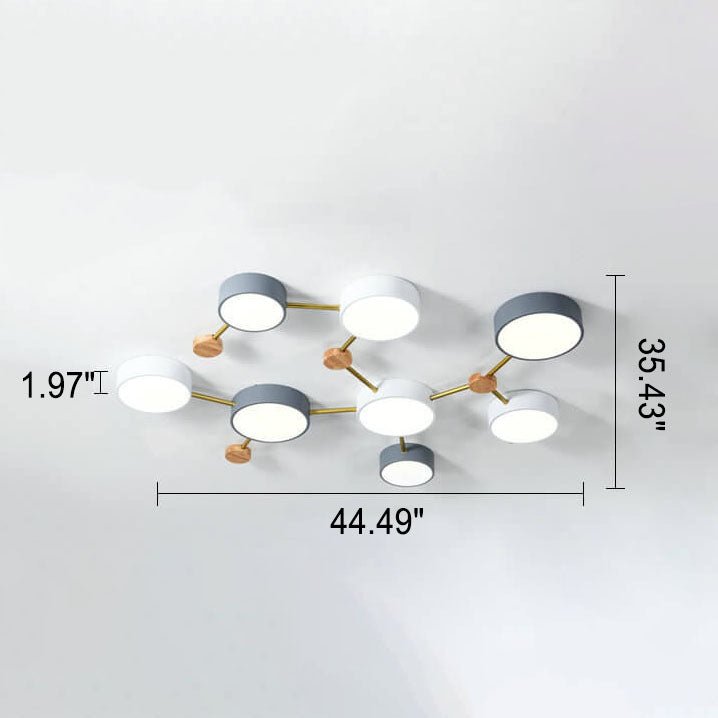 Lámpara de techo LED escandinava de madera y metal