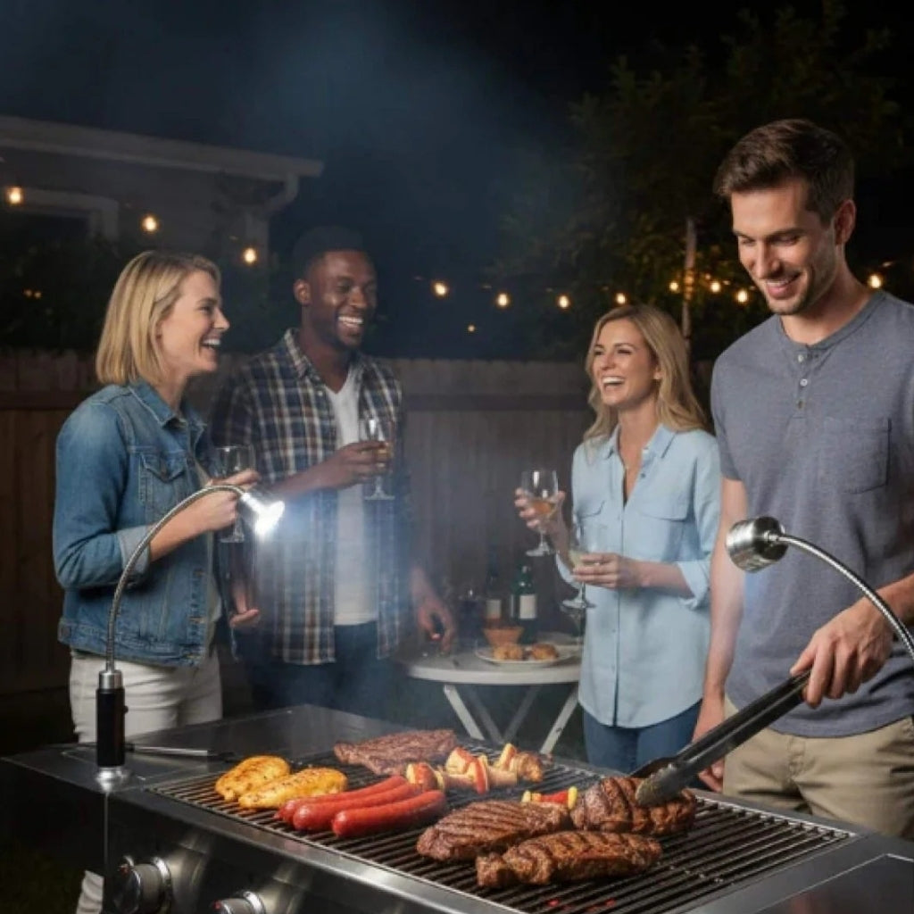 GrillBright – Iluminación compacta para parrillas con haz ajustable de 360°