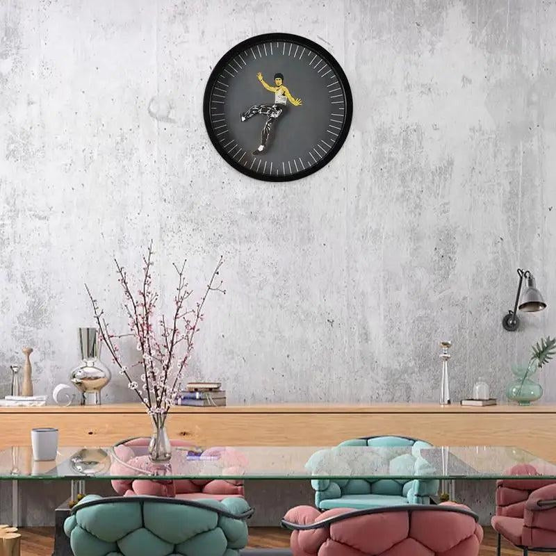 KungFuTick - Reloj de Pared con Forma Redonda y Diseño Inspirado en Kungfu