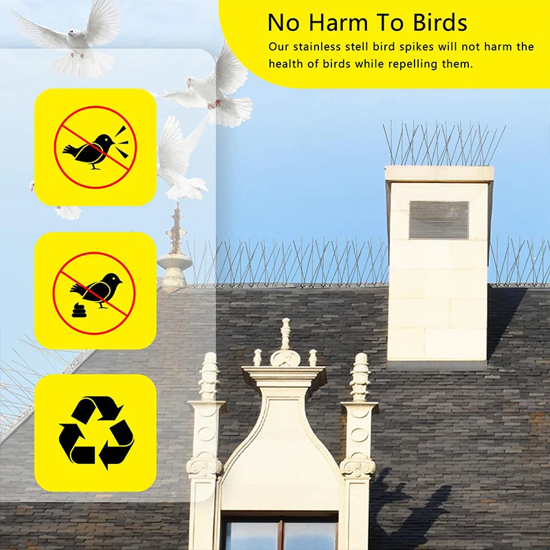 Picos Repelentes de Aves de Acero Inoxidable para Exterior