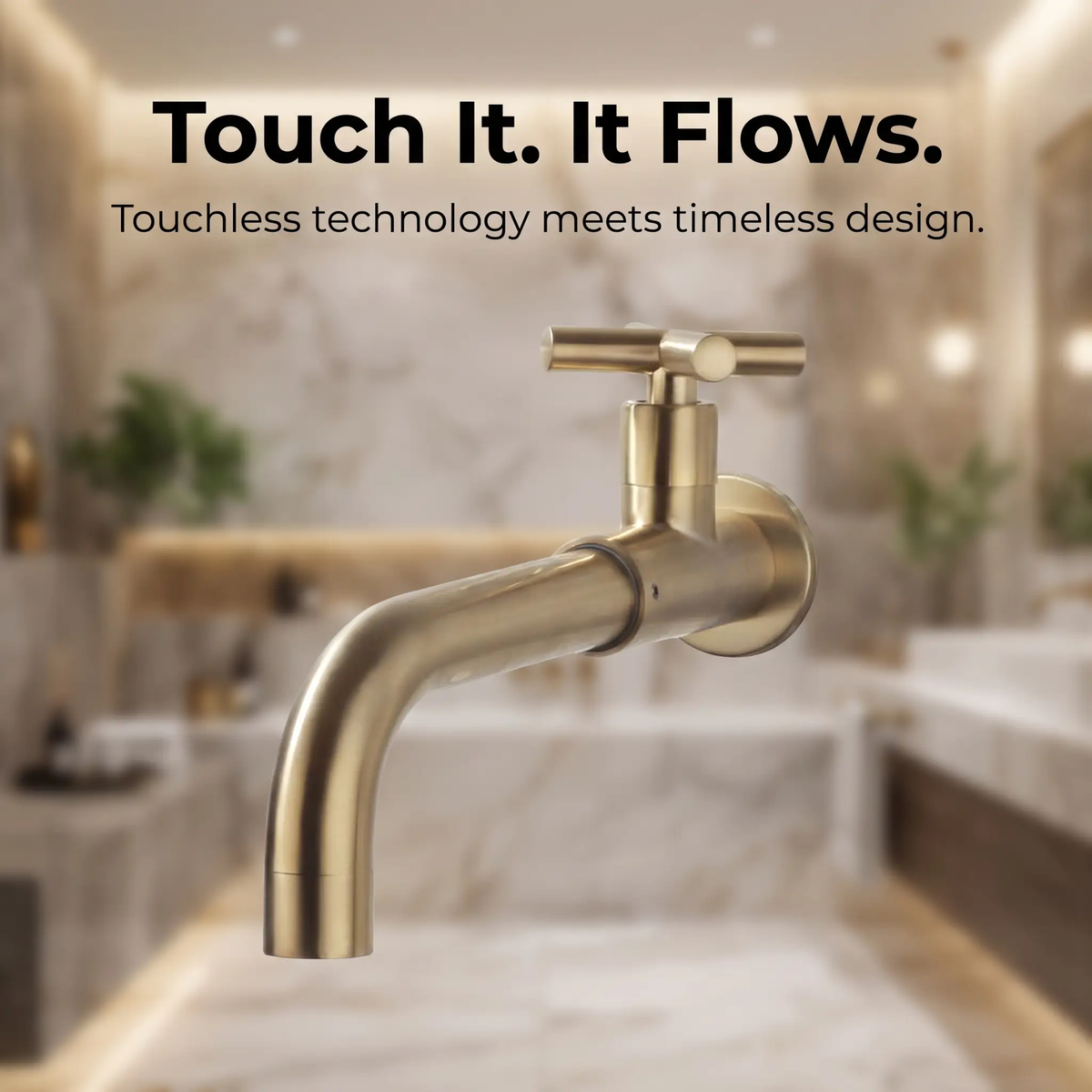 Grifo de baño contemporáneo montado en la pared con manijas cruzadas de acero inoxidable