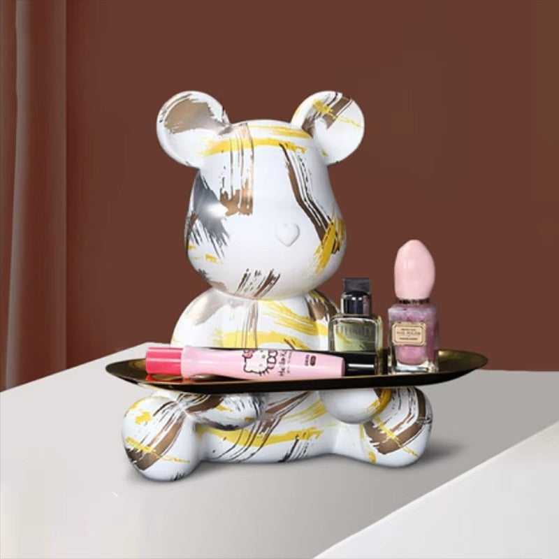 BearCraft - Figura de oso graffiti con bandeja para exhibición decorativa