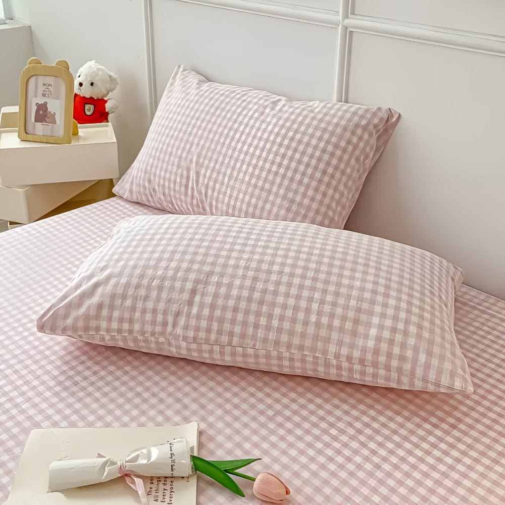 Fundas de Almohada a Cuadros Suaves