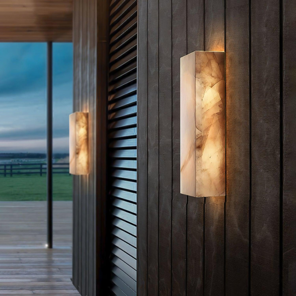 Marbelle - Lámpara de Pared LED de Piedra Natural Moderna para Exterior con Diseño Impermeable