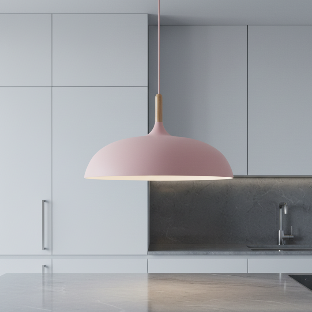 Lámpara Colgante Haft - Iluminación de Cocina Escandinava con Madera y Hierro