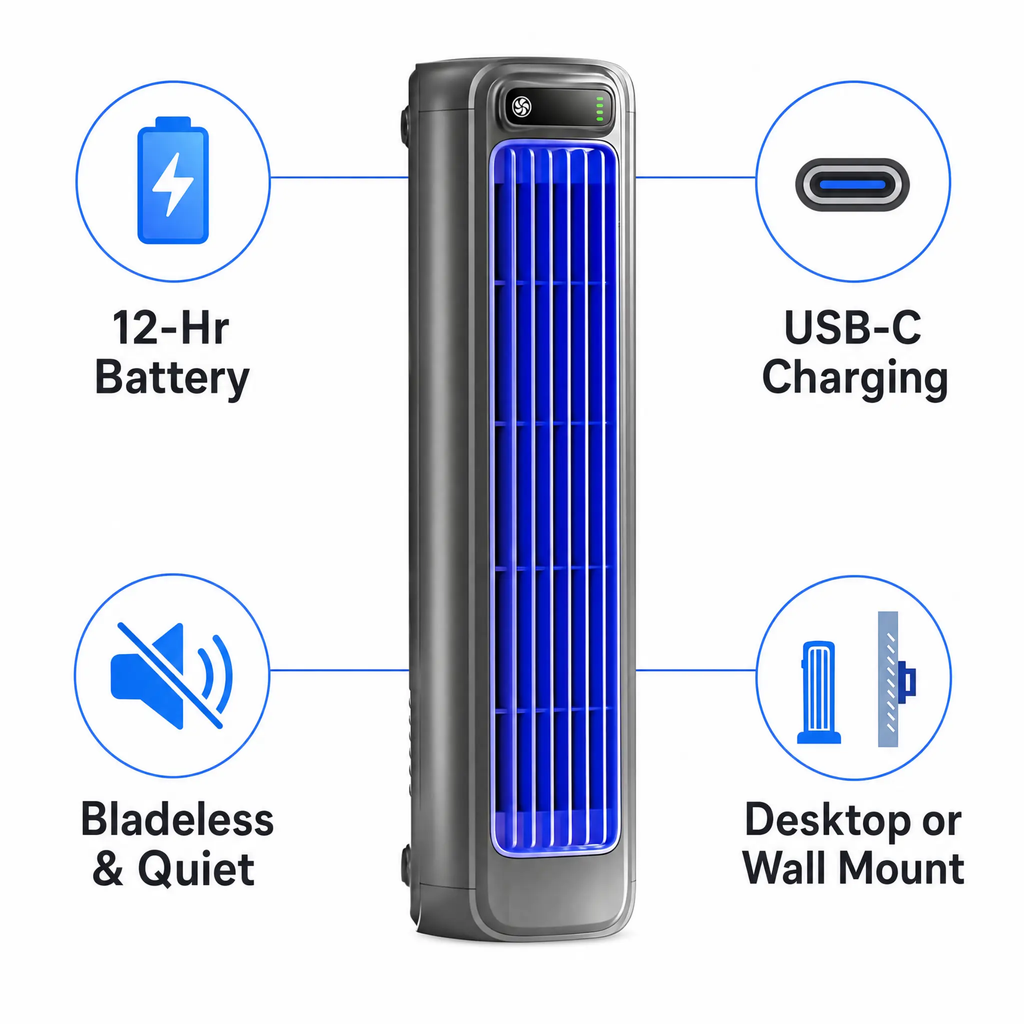 AirWave – Aire Acondicionado Portátil con 12 Horas de Vida Fría