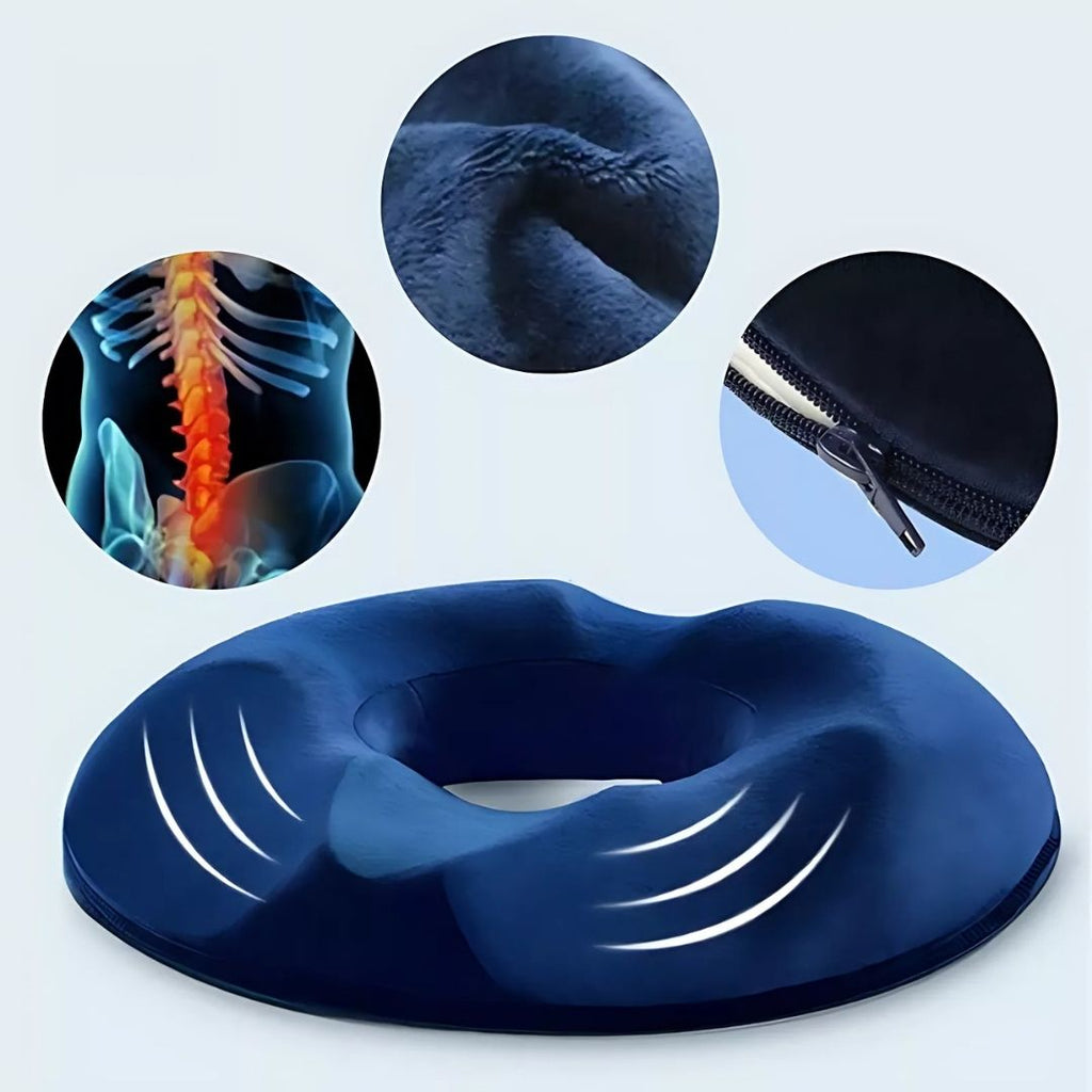 SitRelief | Cojín de Asiento en Forma de Dona – Alivio para el Coxis y Hemorroides – Espuma Viscoelástica – Funda Lavable – Uso en Oficina, Viajes, Postparto Kalsten