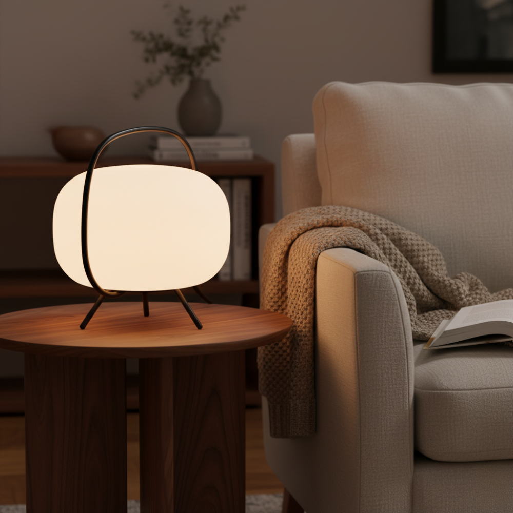 KumoLight | Lámpara de Mesa de Vidrio Esmerilado Minimalista y Elegante para Iluminación Ambiental