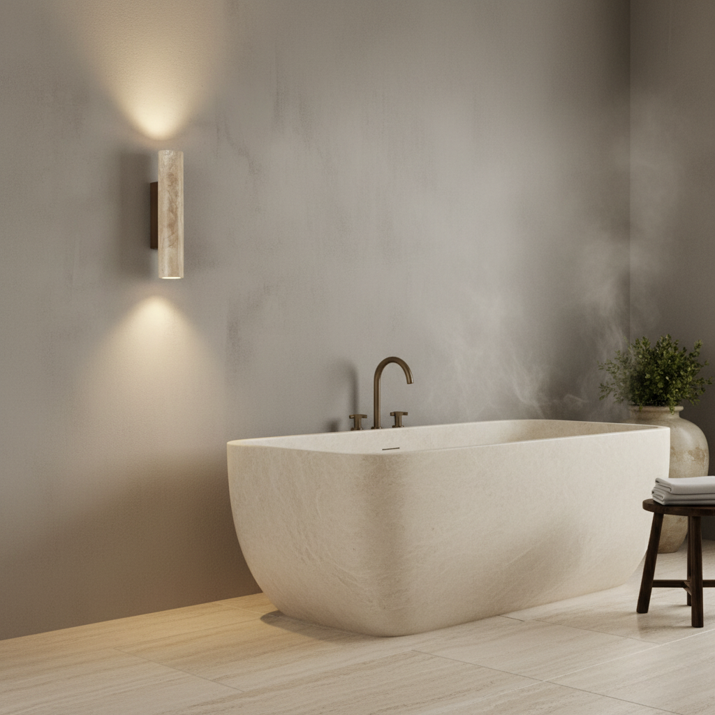 Aplique de Pared de Travertino Elegante - Iluminación Moderna Arriba/Abajo para Decoración Arquitectónica