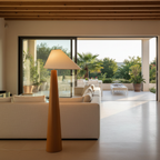 Lámpara de Suelo Moderna Alvin - Elegante Lámpara de Madera de Pie con Pantalla Asimétrica