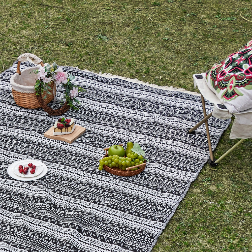 Manta de Picnic Tejida con Patrón de Rayas