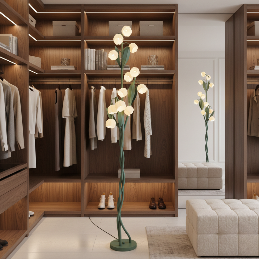 Sara Orchid - Lámpara de Pie Elegante con Sombrillas de Flores Blancas para Sala de Estar o Dormitorio