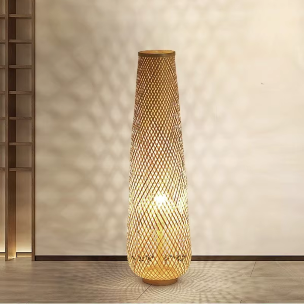 Yorumi | Lámpara de Suelo Tradicional Japonesa de Bambú con Luz Suave para Sala de Estar