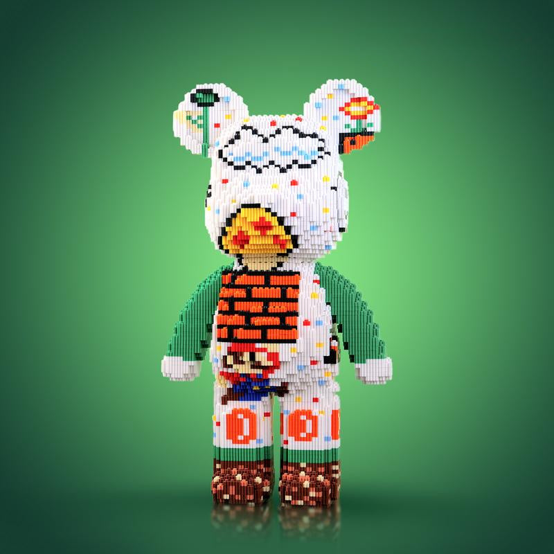 Figuras de Osos en Bloques de Arte Pixelado – Construcción Creativa y Exposición Coleccionable