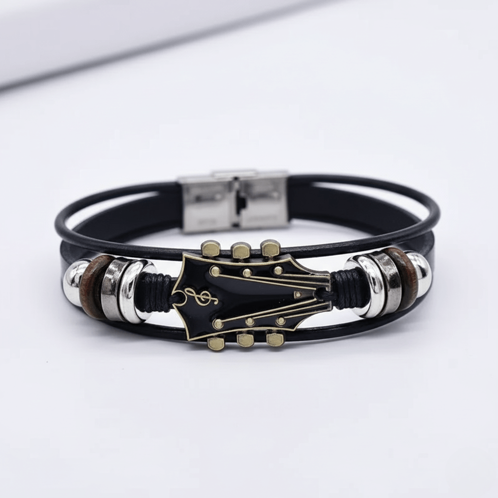 MUSIKSTRUM – Bracelet en cuir au design inspiré de la guitare