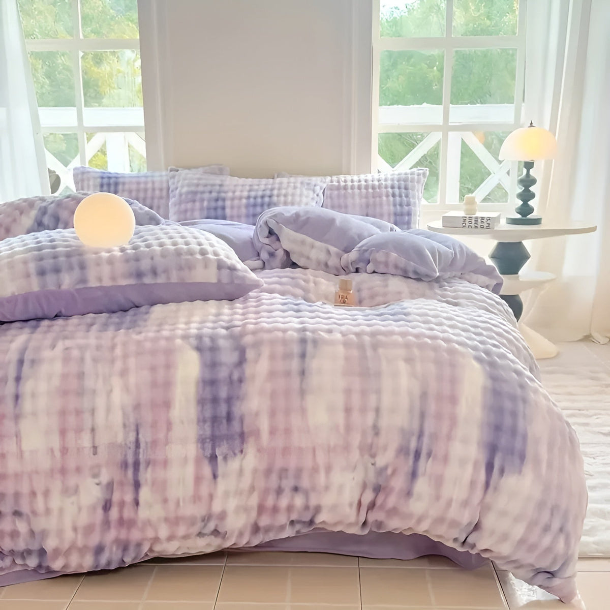 Conjunto de ropa de cama de terciopelo muy acogedor: cálido y suave para el otoño y el invierno | Diseño reversible en piel de conejo y terciopelo color leche