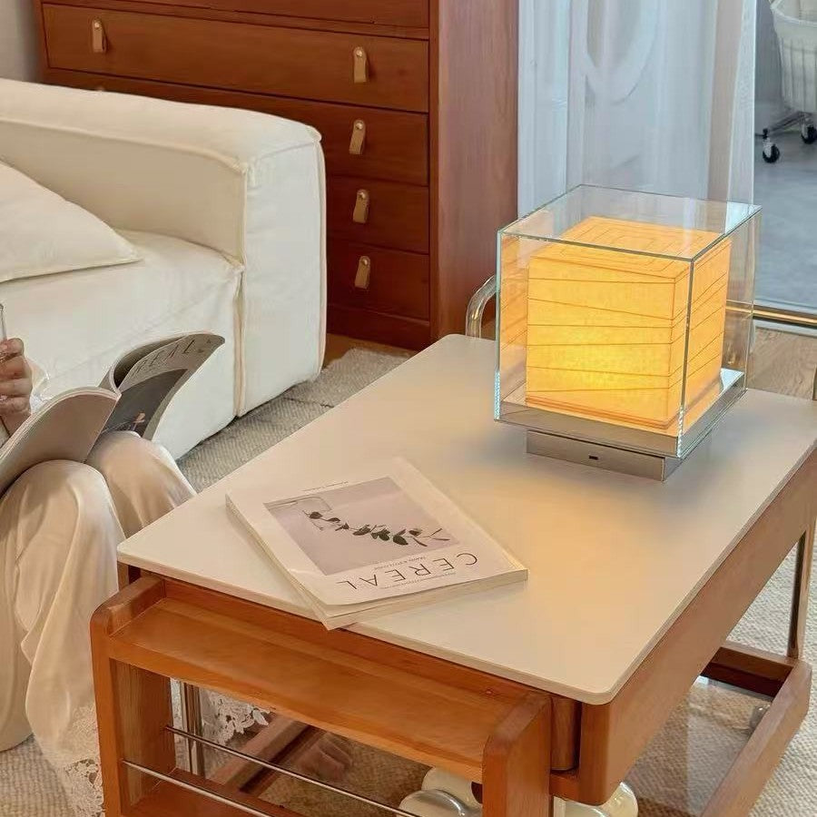 Lámpara de Mesa Cuadrada de Papel Inalámbrica Decorativa