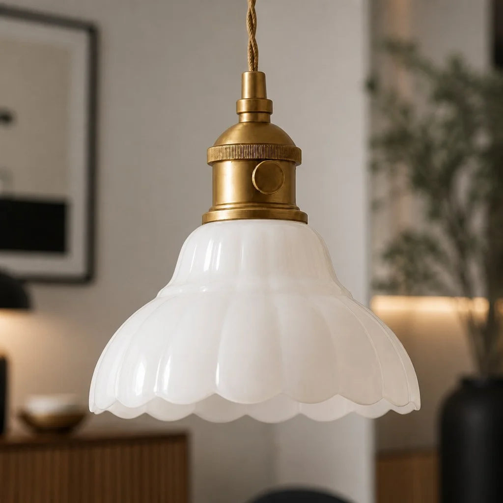 Lámpara Colgante de Vidrio Diseño Floral Vintage