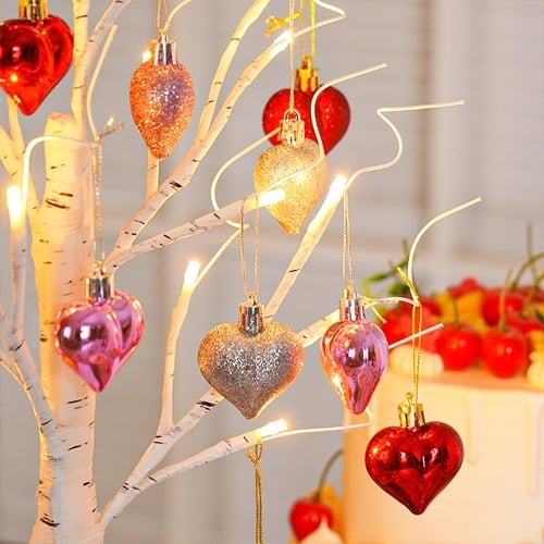 Árbol Decorativo LED con Colgantes en Forma de Corazón de Efecto Abeto