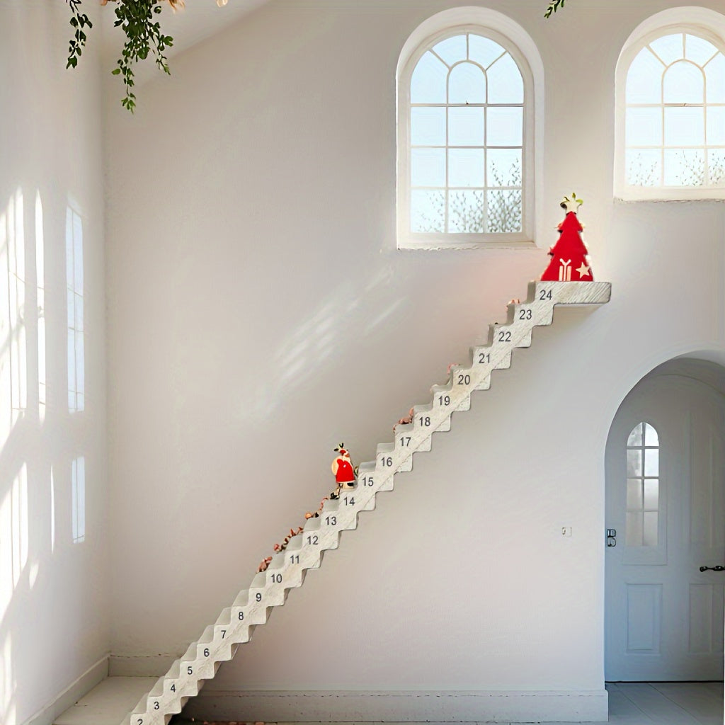 Calendario de Adviento de Santa – Cuenta Regresiva Navideña de Madera de 24 Días con Texto en Inglés, Decoración de Mesa para Fiestas, Hogares y Exhibiciones Festivas