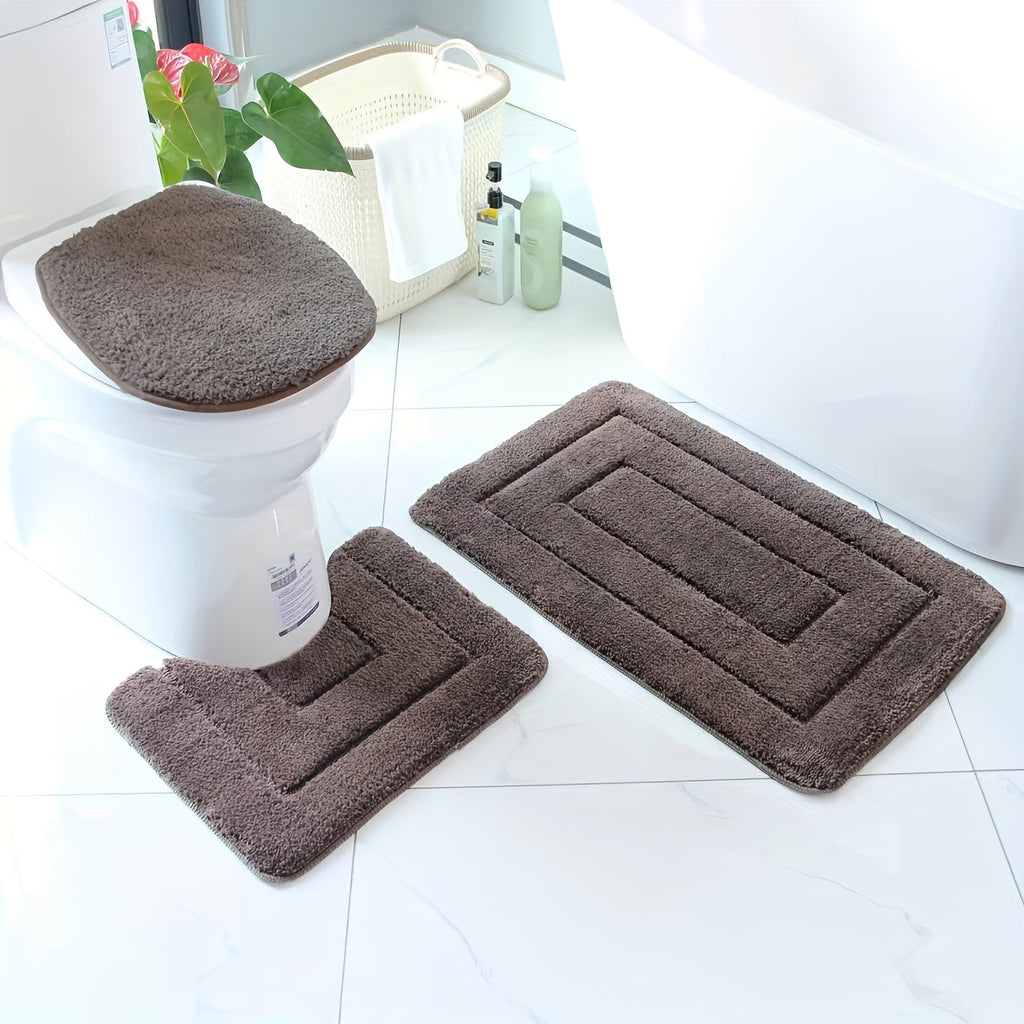 Juego de Alfombrillas de Baño de Microfibra de 3 Piezas – Rápido Secado y Absorbente