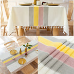 Mantel Rectangular Impermeable y Resistente al Aceite de Lino de Algodón, Resistente a las Arrugas para Cocina, Comedor, Buffet y Fiesta