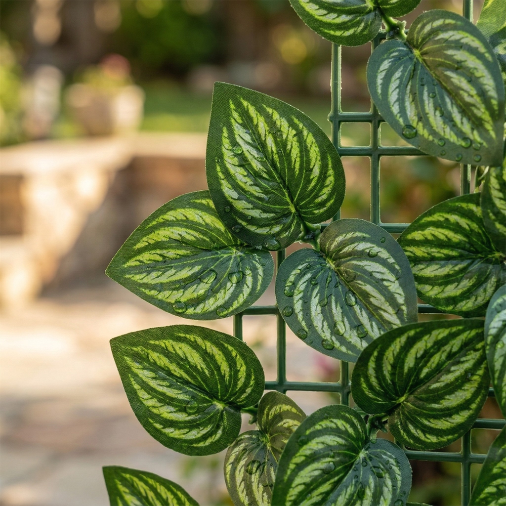Cerca de privacidad verde artificial con hojas decorativas para jardín y balcón