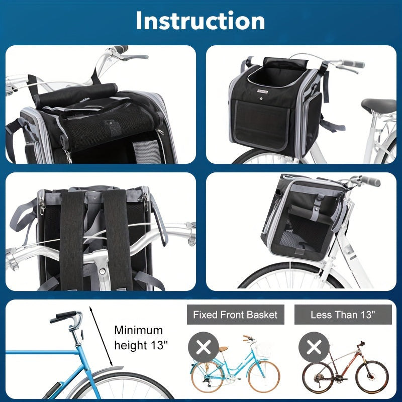 Cesta de Bicicleta Expandible para Mascotas – Cómoda y Segura para Perros y Gatos Pequeños