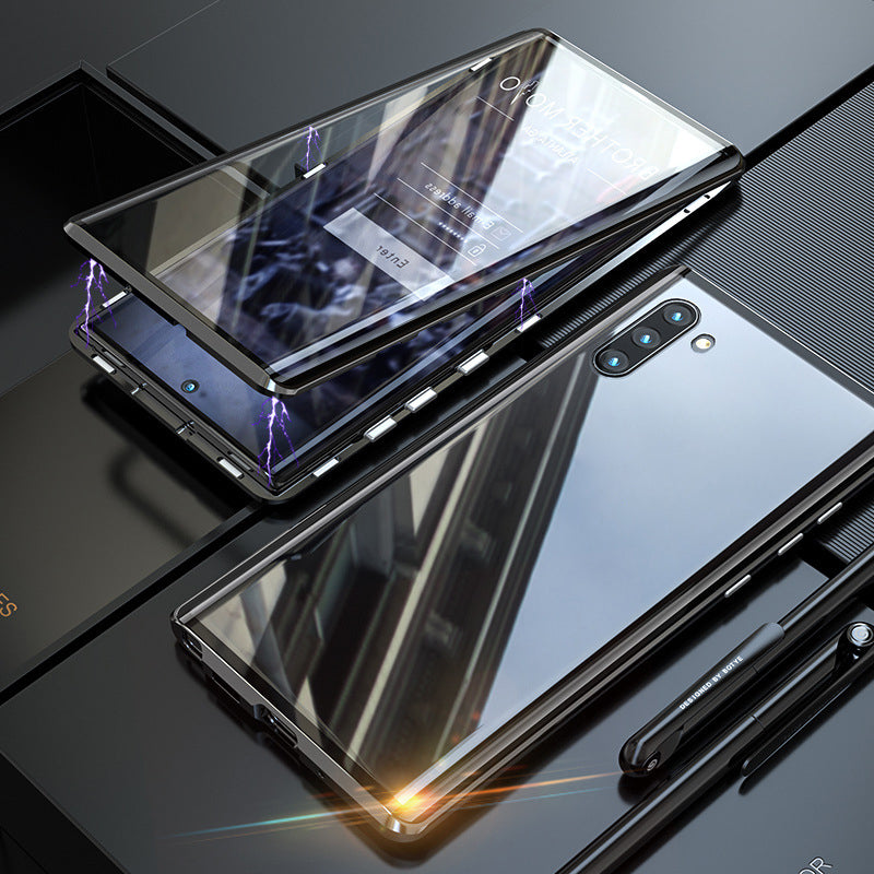 Funda de teléfono doble cara de vidrio templado magnético para Samsung