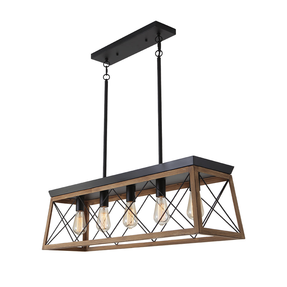 Lámpara de Araña Lineal Rectangular de 5 Luces para Isla de Cocina