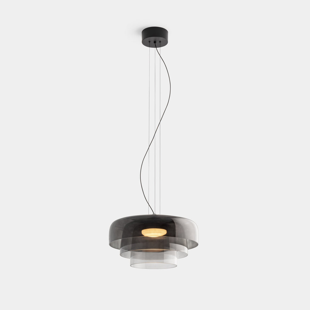 Lámpara colgante moderna de vidrio y metal – Lámpara LED colgante con luz cálida para cocina y comedor