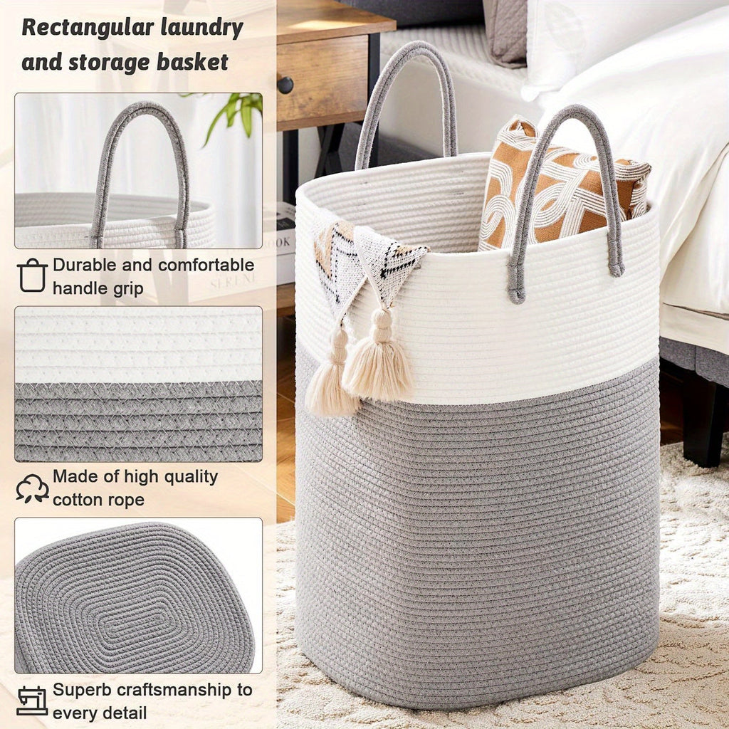 Cesta de Ropa Extra Grande Tejida - Espacio para Todas Tus Cosas, Durable y Práctica