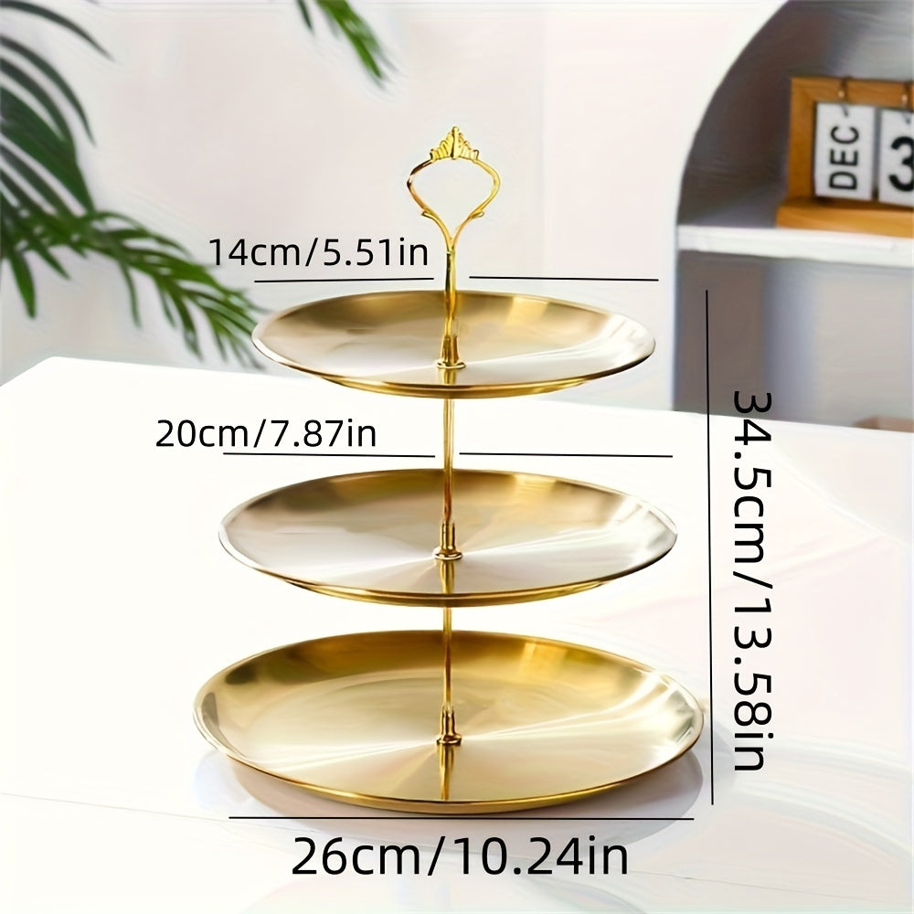 SteelTower - Elegante Plato Triple para Servir en Fiestas