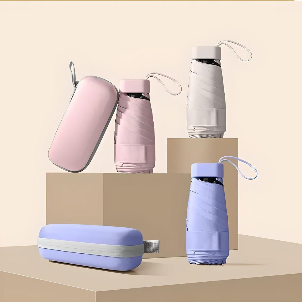 Paraguas de viaje compacto con funda impermeable – resistente al viento y ultraligero