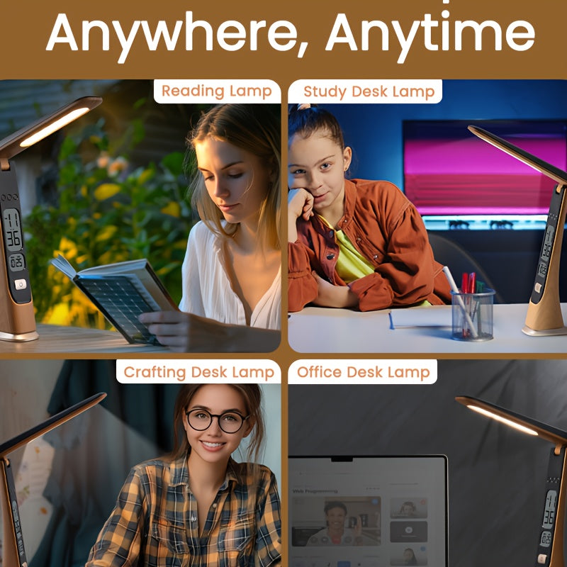 FLEXILUX – Lámpara de Escritorio LED Portátil Plegable con Pantalla de Hora