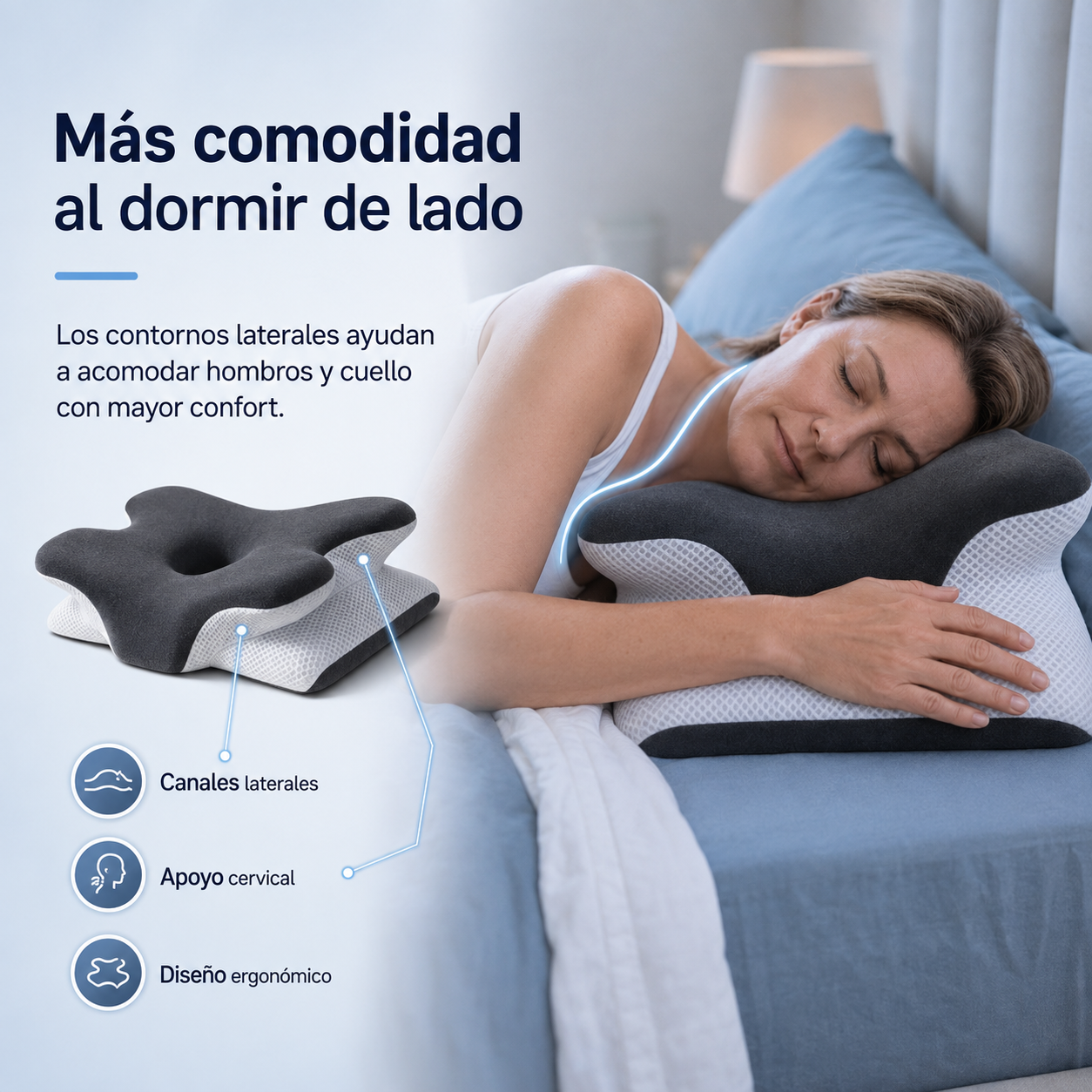 Almohada cervical ajustable para alivio del dolor