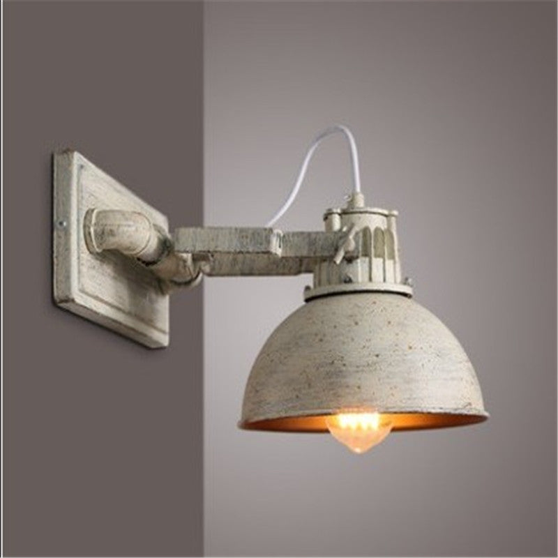 Lámpara de pared de metal en forma de cúpula, montaje en pared, antigüedades, 1 cabeza, salón, lámpara de pared ajustable en blanco con asa | Brehn
